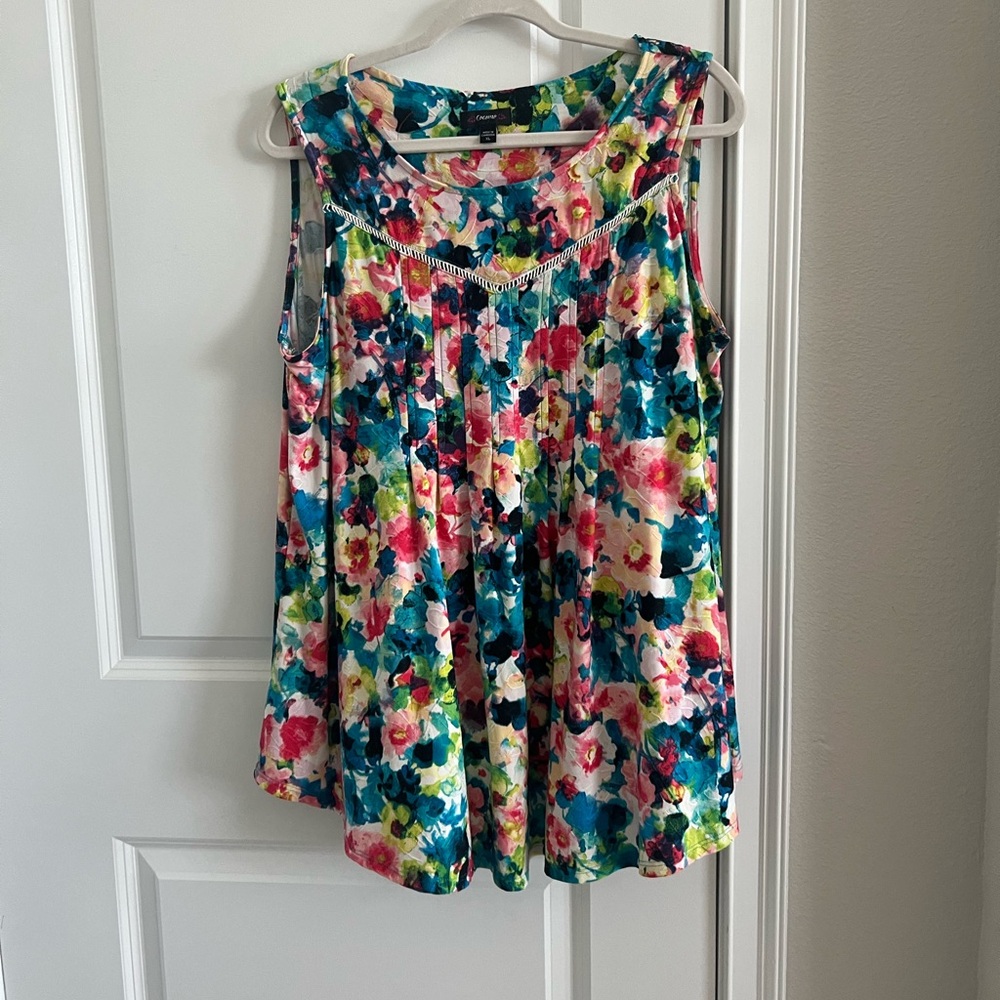 Multi color flowered tank top
